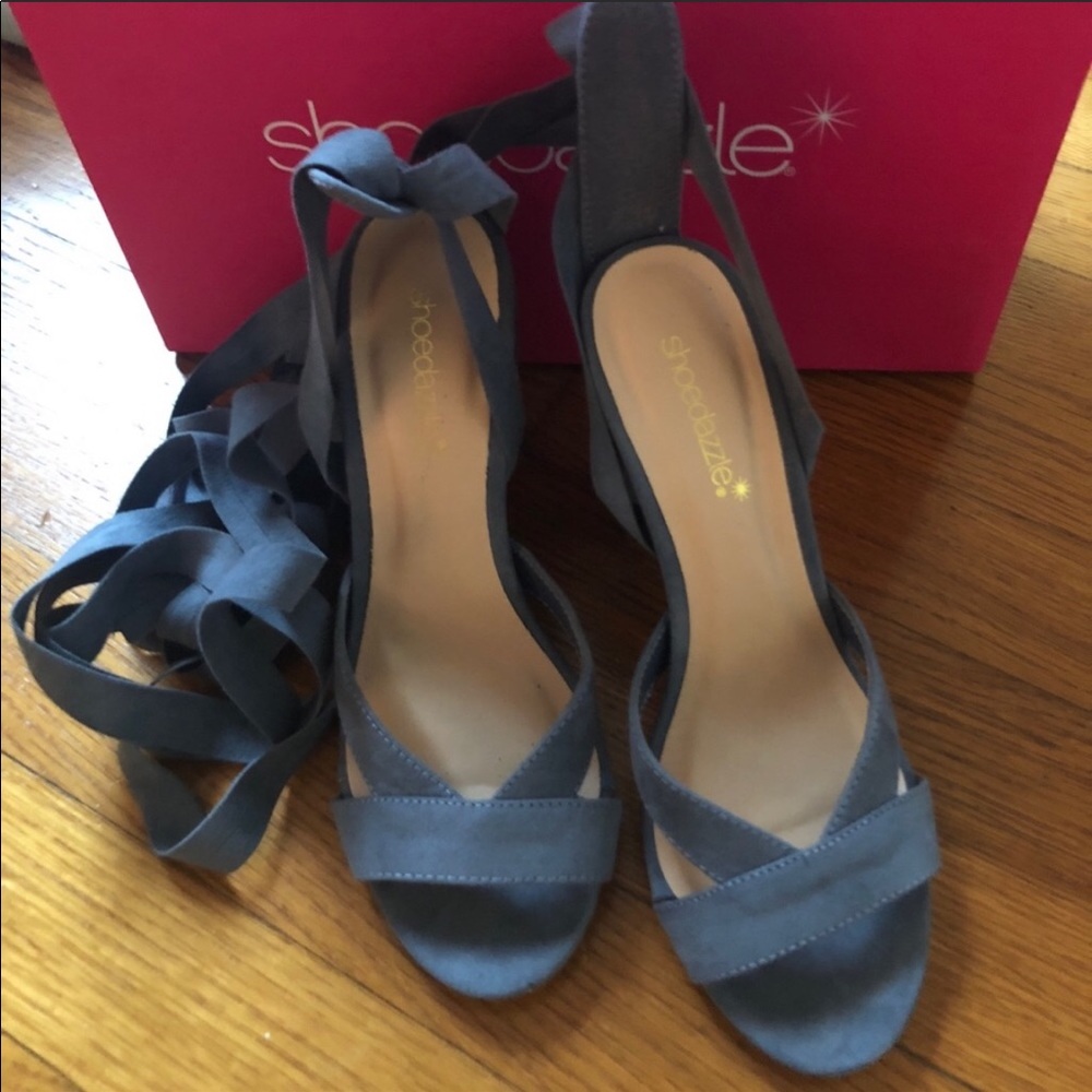 Baby Blue Wrap Around Heels Size 6